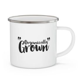 Enamel Camping Mug, Organically Grown - Affirmation Inspiration - Black