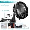 Car Cooling Fan Portable Rotatable USB Vehicle Fan Backseat Clip Fan Dashboard Window Suction Fan for SUV RV Pickup with 3 Speeds