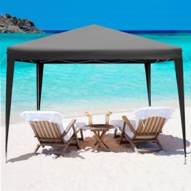 10 x 10 Feet Outdoor Pop-up Patio Canopy for  Beach and Camp (Color: Gray)